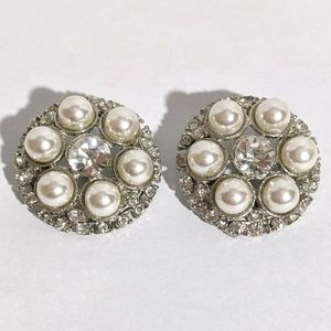 Vintage Silver Faux Pearl & Rhinestone Buttons